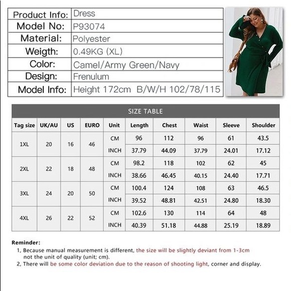 1X-2X-3X: Button Front Ribbed Wrap Dress - Picture 6 of 8